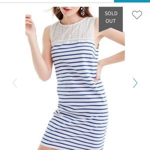 Jcrew eyelet yoke striped dress